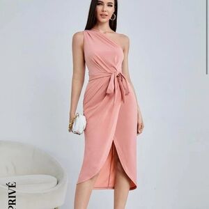 One Shoulder dusty rose dress